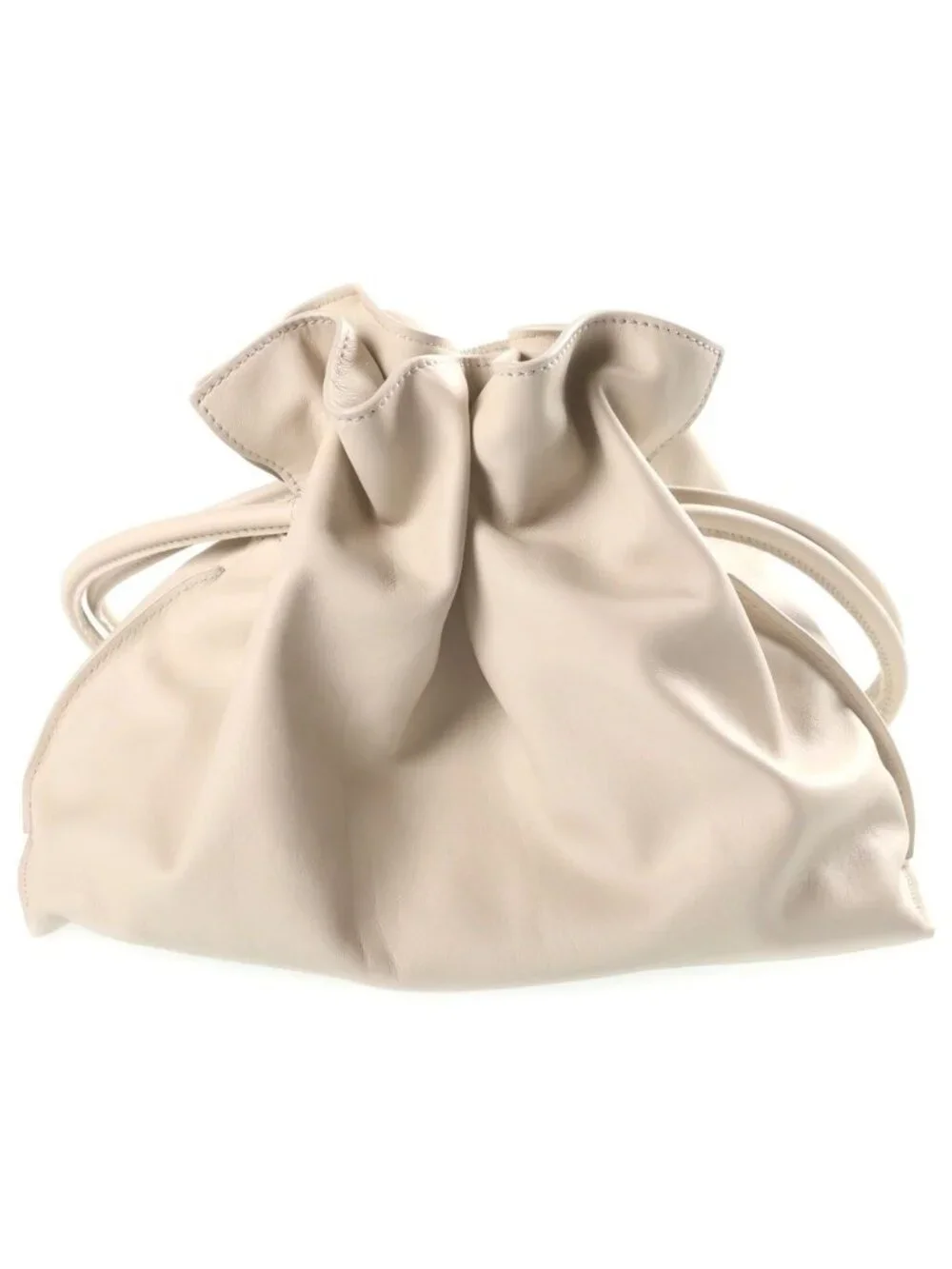 Loewe Flamenco Medium Drawstring Leather 2-Way Bag Silver Ivory